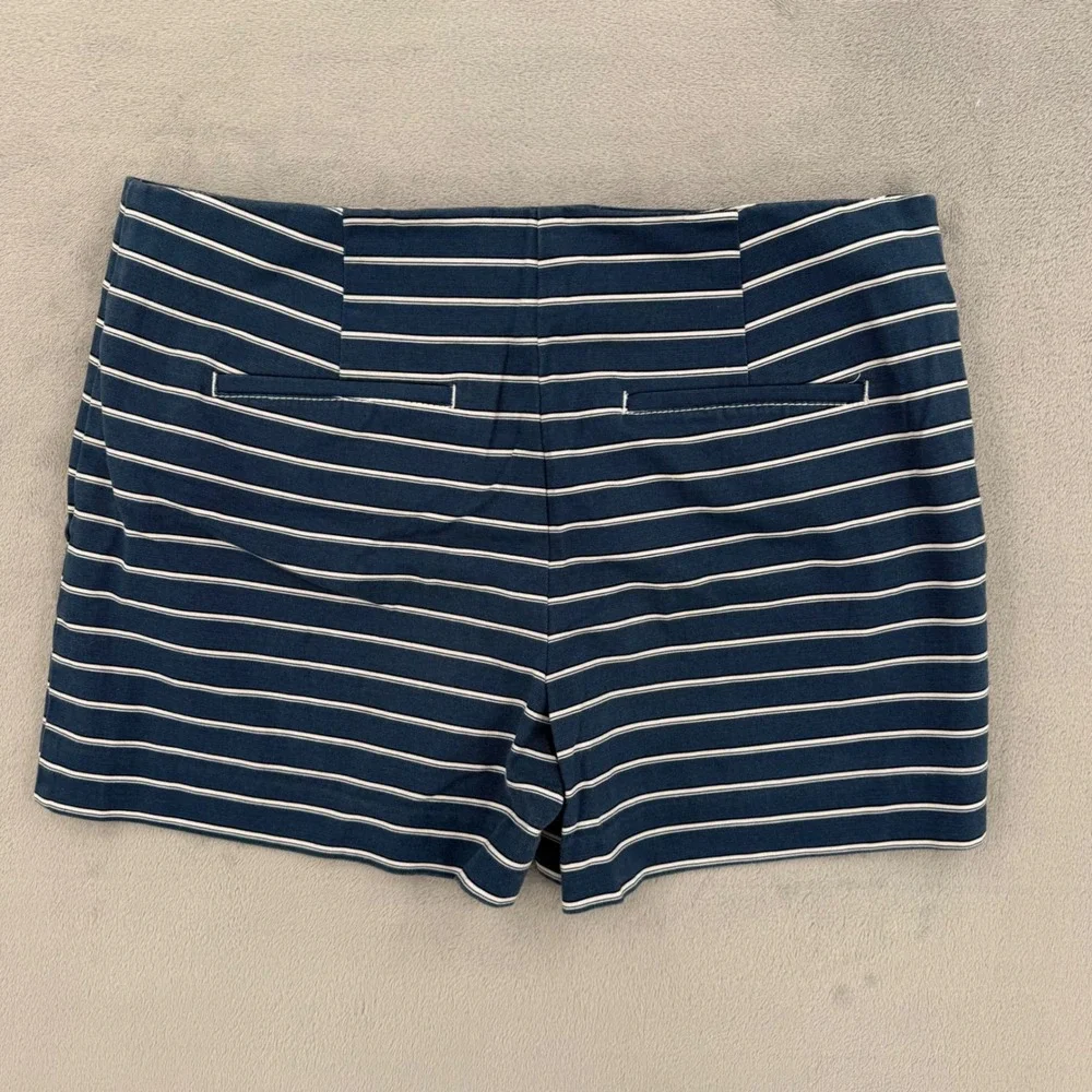 LOFT Womens Navy Blue White Striped Cotton Blend Shorts Nautical Size 8‎